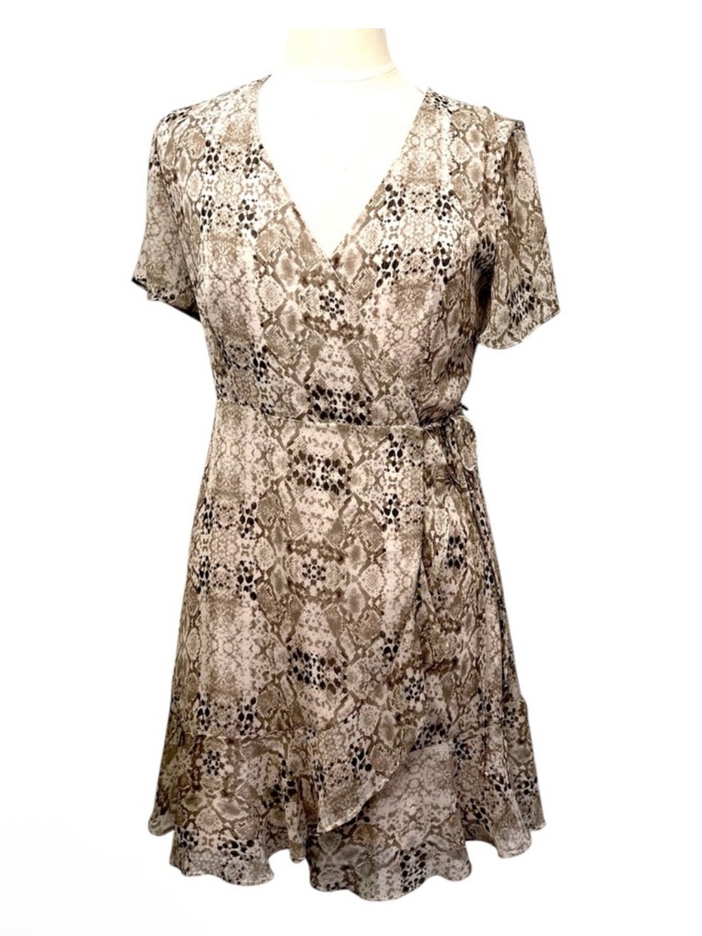 All In Favor Snake Print Wrap Dress Size Medium New